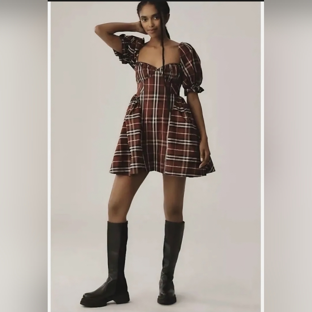 Anthropologie X Maeve Tartan Mini Dress SZ L